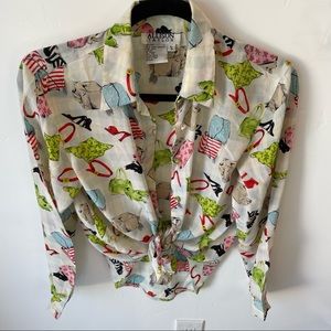 Vintage Allison Taylor blouse with purses, belts and shoes. Size S